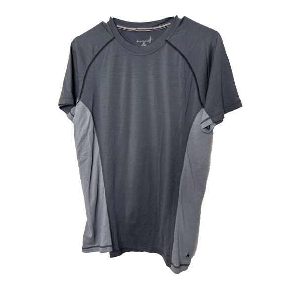 Smartwool Base Layer Top T Shirt M Gray Short Sleeve 100% Merino Wool Holes - Picture 1 of 10